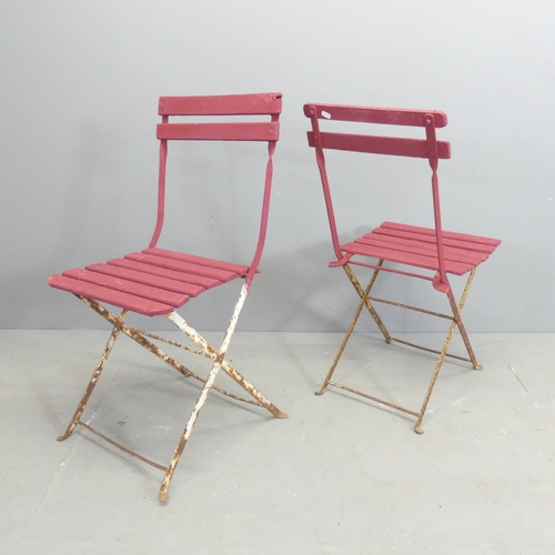 206 - A set of four Parisienne folding bistro café chairs.