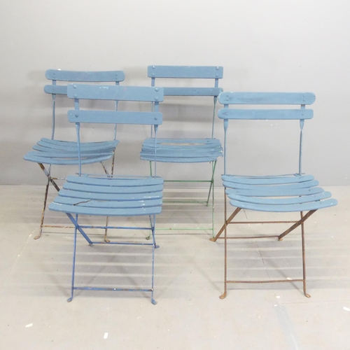 208 - A set of four Parisienne folding bistro café chairs.