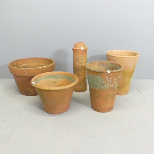 272 - Four various terracotta pots, 33cm, and a chimney pot. (5)