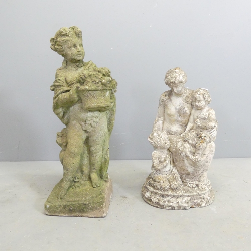 276 - Two weathered concrete garden statues. Tallest 52cm.