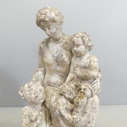 276 - Two weathered concrete garden statues. Tallest 52cm.