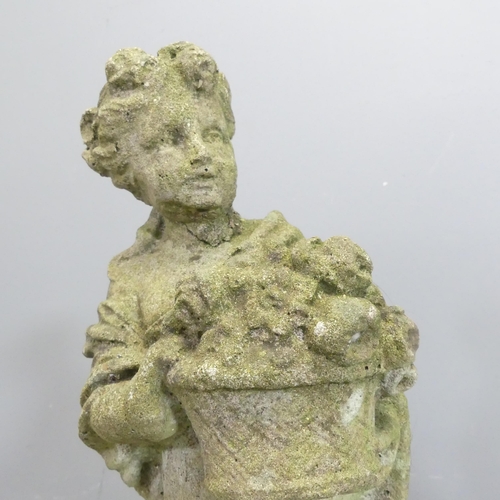 276 - Two weathered concrete garden statues. Tallest 52cm.