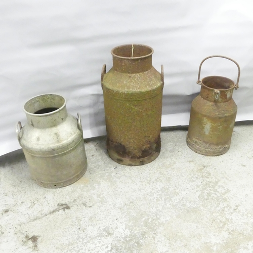 286 - Three various milk churns. Tallest 67cm.