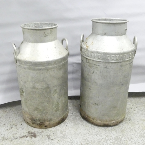 287 - A near pair of galvanised milk churns. Tallest marked Midland Counties, 69cm.