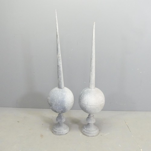 310 - A pair of zinc finials. Tallest 100cm.