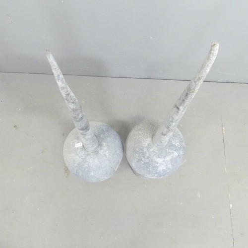 310 - A pair of zinc finials. Tallest 100cm.