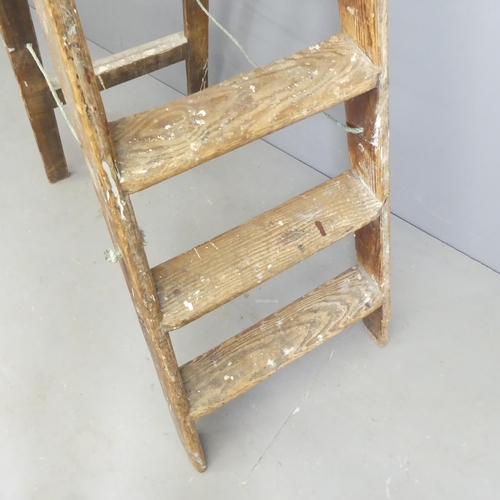 2573 - A vintage pine step ladder. Height 169cm.