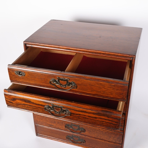 2 - An Art Nouveau oak 6 drawer collector's chest, 40cm x 48cm x 26.5cm