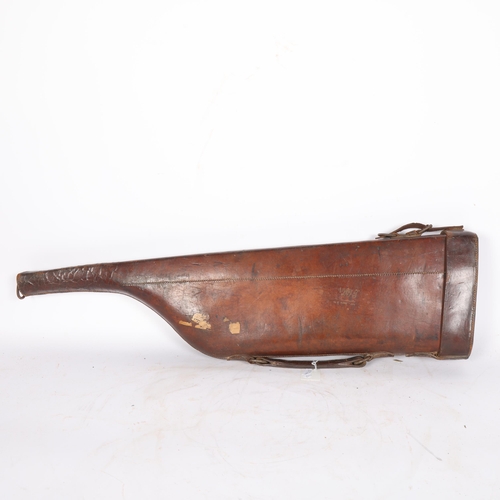 74 - A Victorian brown leather leg-of-mutton shotgun case, L78cm