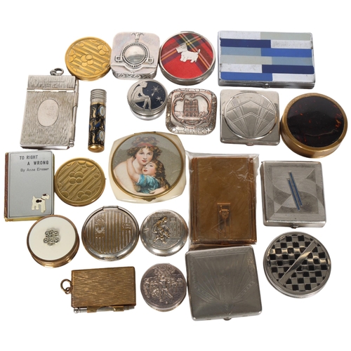 237 - A collection of various Vintage compacts, pillboxes and lipstick holder (boxful)