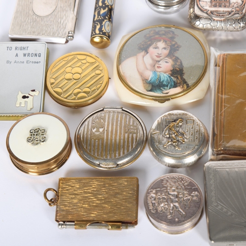 237 - A collection of various Vintage compacts, pillboxes and lipstick holder (boxful)