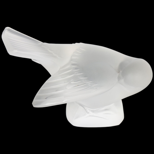 240 - A Lalique frosted glass study of a dove, L11.5cm, engraved Lalique France to the underside