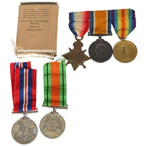 241 - A group of 3 First World War medals, named to T1-986SJT.S.W.CLAKE.A.S.C, and 2 Second World War meda... 