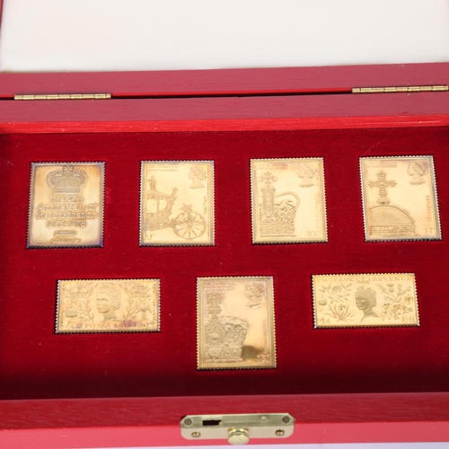 246 - A set of the Coronation issue silver-gilt replica stamps, commemorating the Coronation of Queen Eliz... 