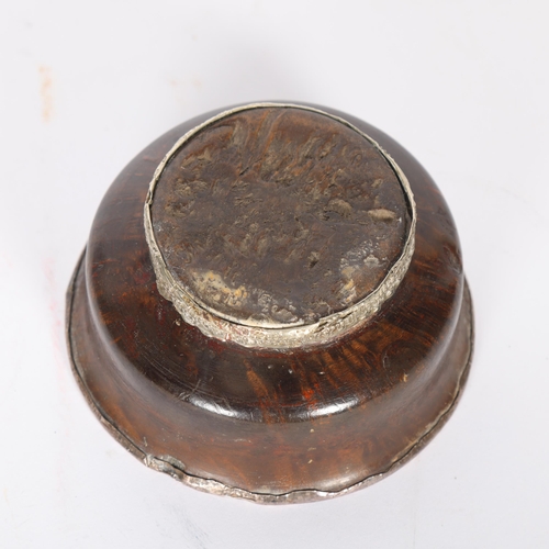 270 - An early 20th century Indian white metal and wood bowl