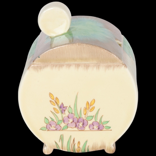 275 - CLARICE CLIFF - a Clarice Cliff preserve pot and cover, in Glendale Trees pattern, circa 1936, H11cm