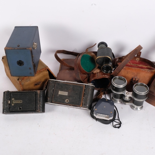 333 - A Dollond London Antique monocular scope, a pair of Victorian binoculars, unmarked but inscribed 