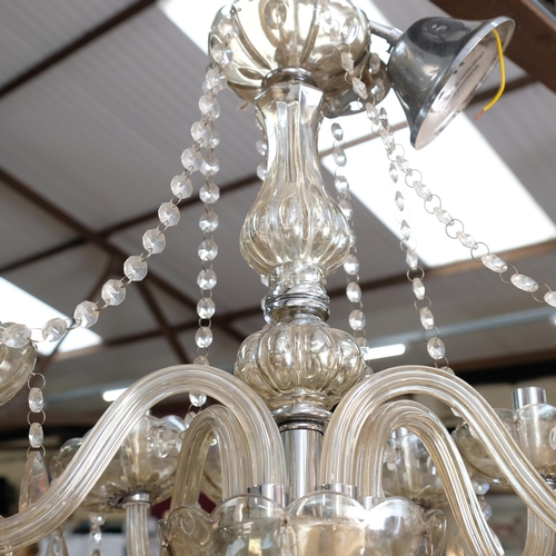 335 - A 6-branch glass lustre chandelier, drop 50cm