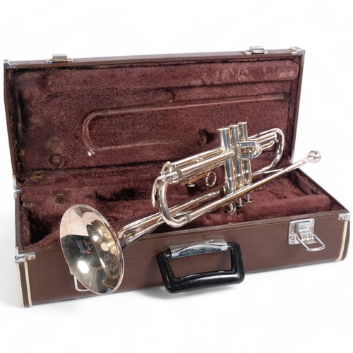 337 - A silver plated Yahama cornet, in associated hardshell casing, also labelled Yahama