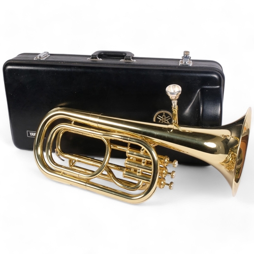 349 - A Yamaha brass Tenor horn, model YBH301, serial no. 359546, in associated hardshell casing