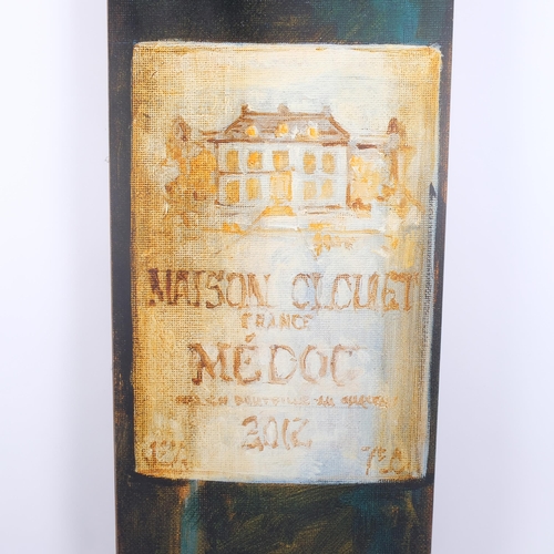 124 - A modern painted advertising sign for Maison Clouet Medoc Wine, in the form of a wine bottle, H163cm