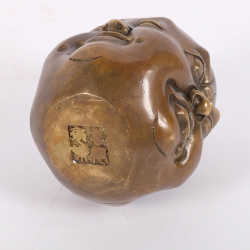 169 - A Chinese brass 4-faced Buddha head, H8.5cm