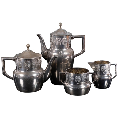 192 - An early 20th century Orivit silver plated 4-piece tea set, with maker's stamp to the underside