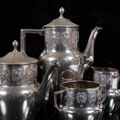 192 - An early 20th century Orivit silver plated 4-piece tea set, with maker's stamp to the underside