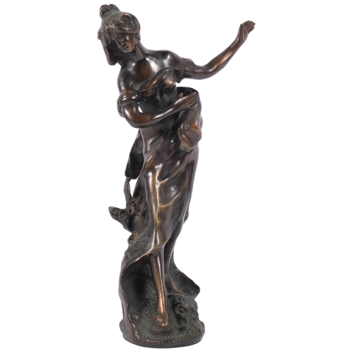 197 - After Auguste Moreau, a patinated cast-bronze study of Princess Elena, H36cm