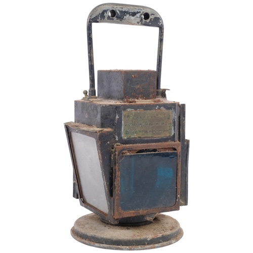 200 - An early 20th century French railwayman's lantern, with brass plaque, marked SNCF Haubourdin, H31cm