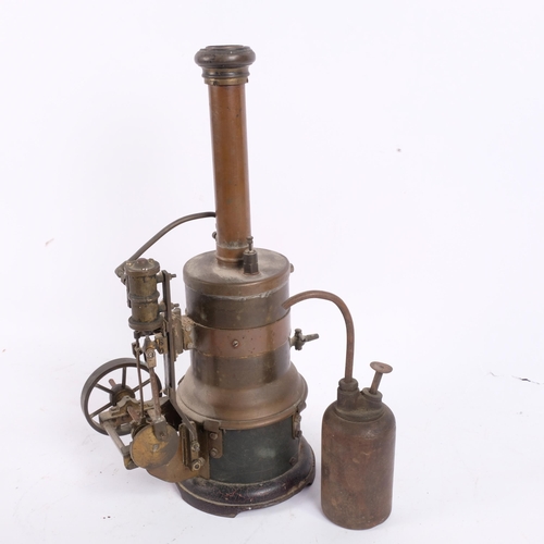 203 - A Victorian live steam stationary engine, H37cm, and a French oil can