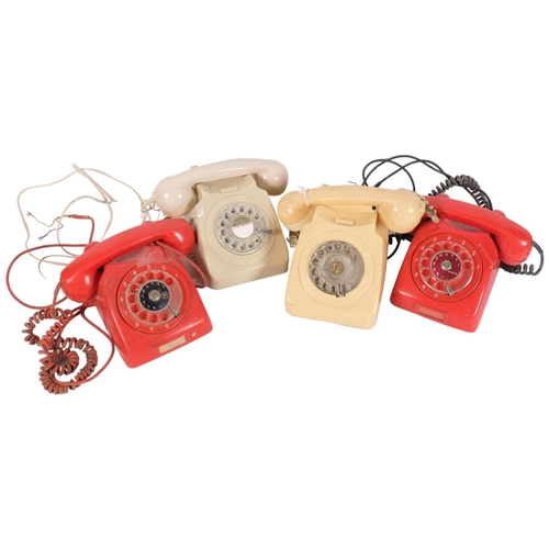 1011 - 2 x 1960s dial telephones, in cream and beige, and 2 red telephones