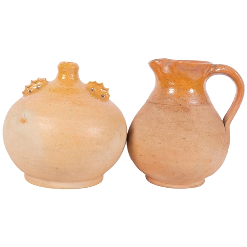 1020 - A Verwood earthenware jug, H23cm, and similar 2-handled pot