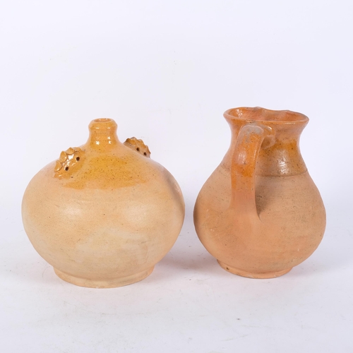 1020 - A Verwood earthenware jug, H23cm, and similar 2-handled pot