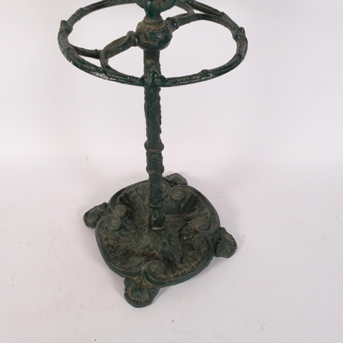 1024 - A Vintage painted cast-iron stick stand, H53cm