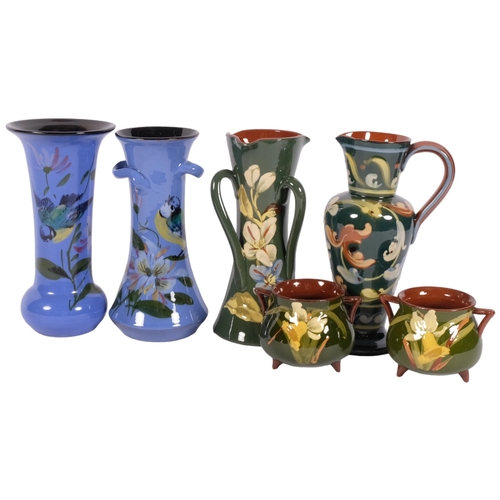 1033 - A group of 6 Torquay Ware pots, including 2 Aller Vale with painted floral designs, H20cm