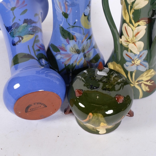 1033 - A group of 6 Torquay Ware pots, including 2 Aller Vale with painted floral designs, H20cm