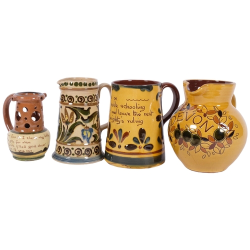 1036 - 4 pieces of Devon Ware, including an Aller Vale motto ware mug, 15cm