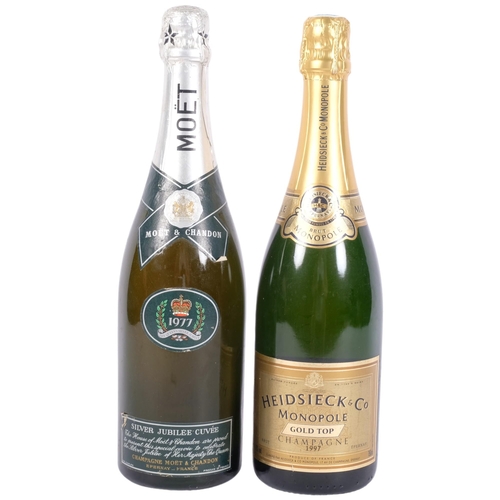 1047 - A bottle of Heidsieck 1997 Champagne, and a bottle of Moet 1977 Jubilee Champagne