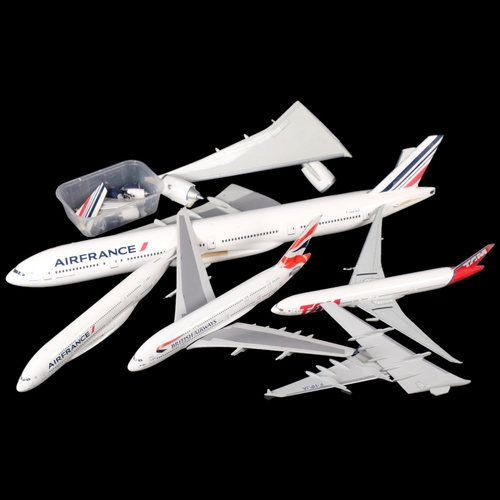 781 - A selection of plastic model aeroplanes, including a British Airway Jumbo Jet, Air France passenger ... 