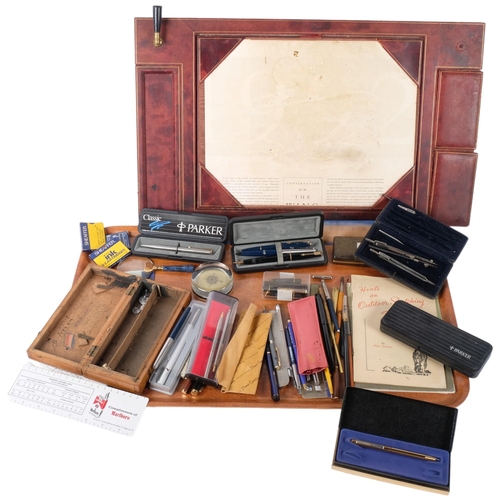 792 - A selection of Vintage ballpoint and fountain pens, mostly Parker, and a selection of spare nibs and... 