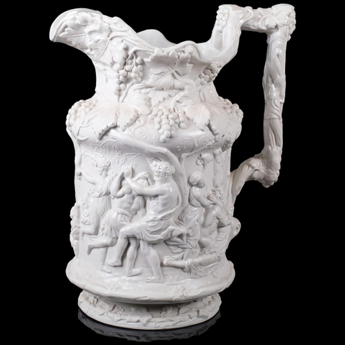 796 - An ornate Antique Charles Meigh ceramic water feature, the Bacchamalian Dance, H30cm