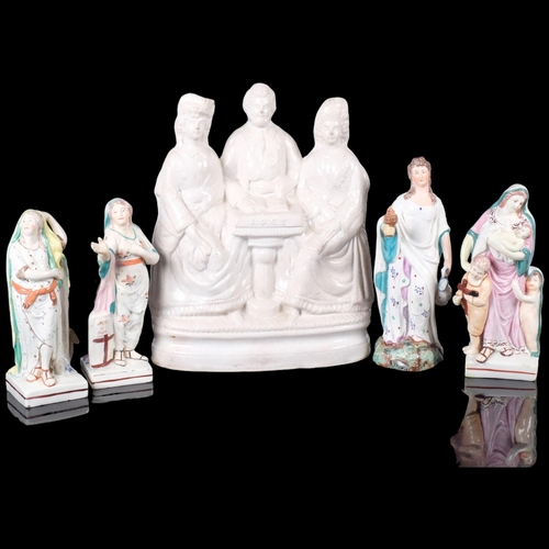 805 - A cream glazed Staffordshire group of 3 figures at the rostrum, initialled I.O.G.T., The Independent... 