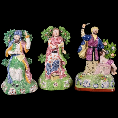 809 - A group of Staffordshire Pearlware religious ceramic figures, including Abraham Offering Isaac, H31c... 