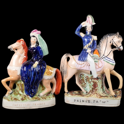 814 - A pair of Staffordshire flatbacks, including gentleman on horseback, Prince FR 