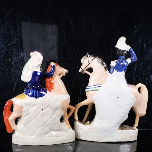 814 - A pair of Staffordshire flatbacks, including gentleman on horseback, Prince FR 