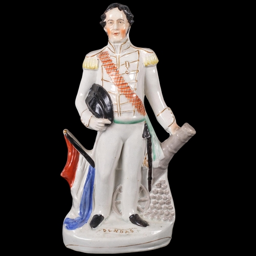 818 - A Staffordshire ceramic flatback military figure, depicting J W Dundas, H38cm