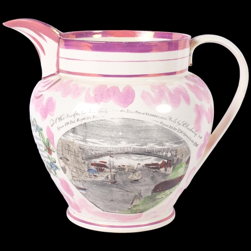 834 - A 19th century ceramic Sunderland lustre pitcher, 