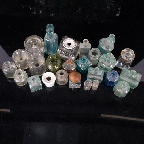 861 - A collection of Antique and other glass inkwells and bottles