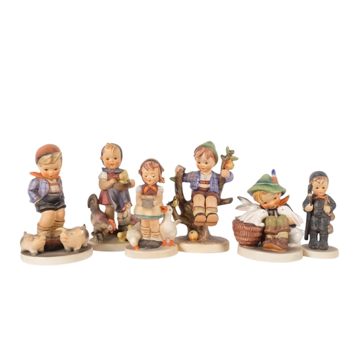 925 - 6 Goebels Hummel figures, including boy with pigs, H13cm